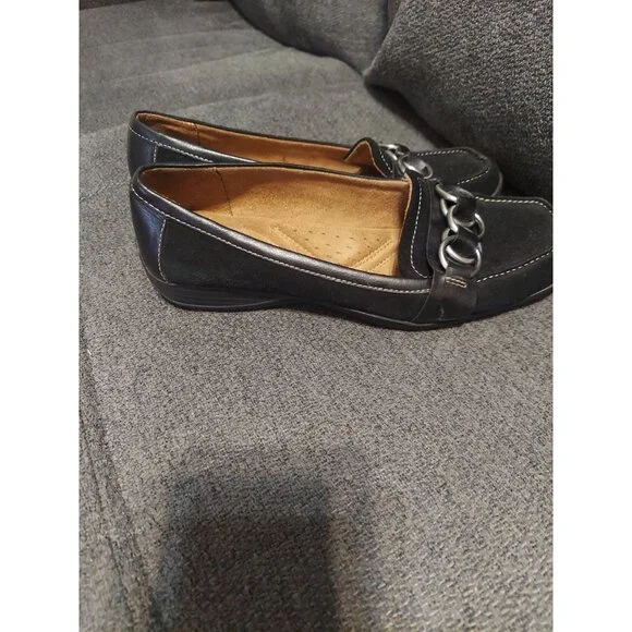 Naturalizer Shoes Womens‎ Size 7.5 Click Ballet Loafers Black Leather Suede Slip - Picture 5 of 10